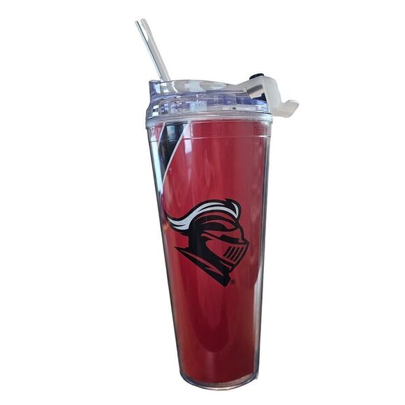 Rutgers University Scarlet Knights Tumbler Plastic With Straw Lid Red White - Picture 1 of 10